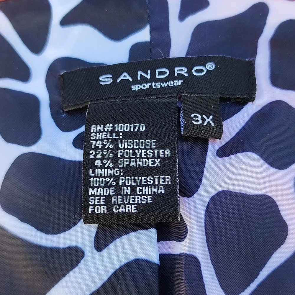 SANDRO Pink Peacoat 3X Double Breasted Statement Coat Giraffe Print Lined Plus - Picture 11 of 17